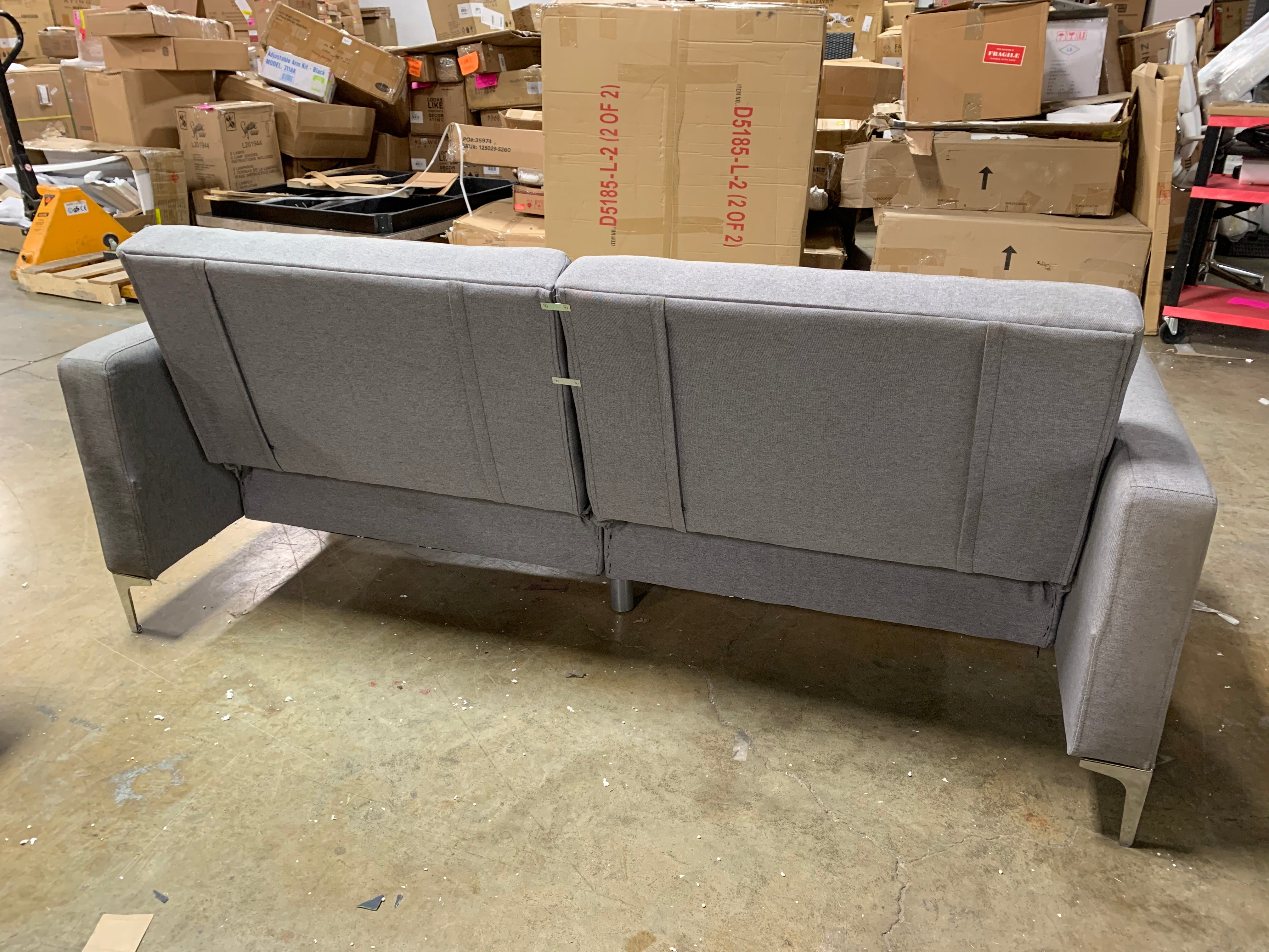75" Gray Tufted Convertible Sofa