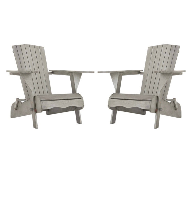 (Set of 2) Breetel Grey Wash Wood Adirondack Chairs CG270