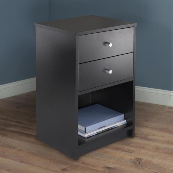 Ava Accent Table with 2 Drawers in Black Finish LX5221