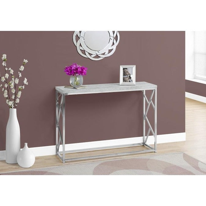 44" Console Table, Grey Cement/Chrome (#K5900)