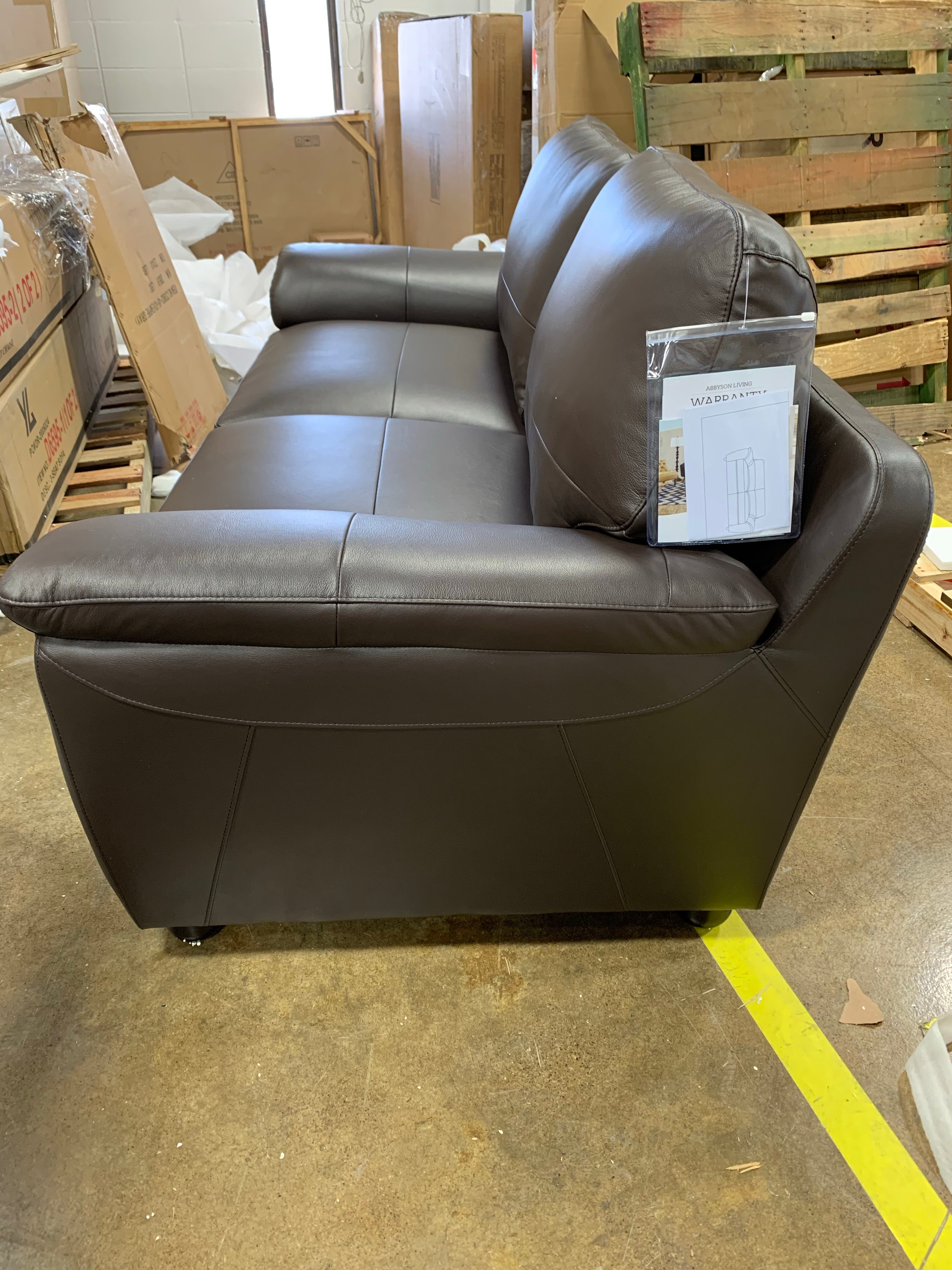 Abbyson Sedona Brown Top Grain Leather Sofa