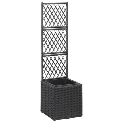 XL Trellis Raised Bed with 1 Pot 11.8"x11.8"x42.1" Poly Rattan Black