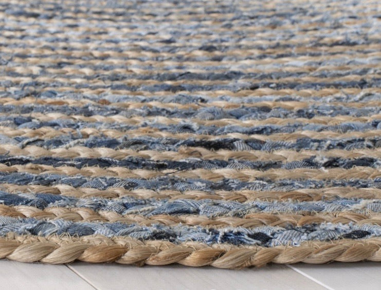 6' Round Cape Cod Denim and Jute Rug CG317