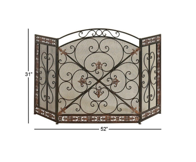 3 Panel Iron Fireplace Screen CG1127