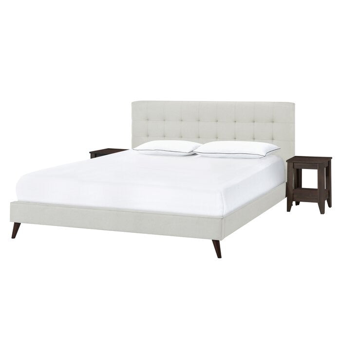 Bostwick Upholstered Headboard and Nightstand Combo, Fog - Queen **Headboard and Nightstands Only** (#K4878)
