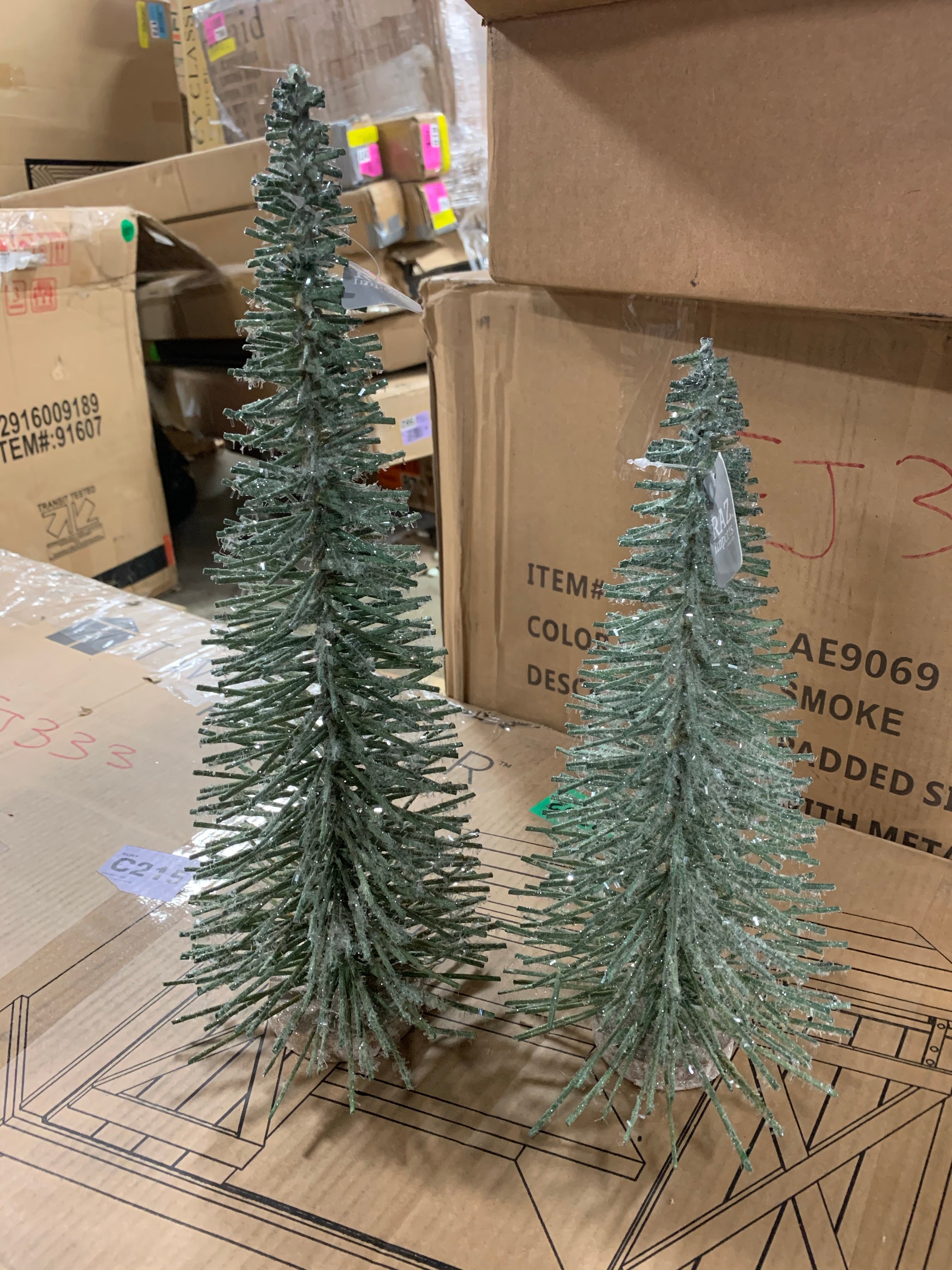 2 Piece Bottle Brush Tabletop Tree Set EJ335