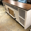 86-inch White Rustic Media TV Stand w/ Electric Fireplace