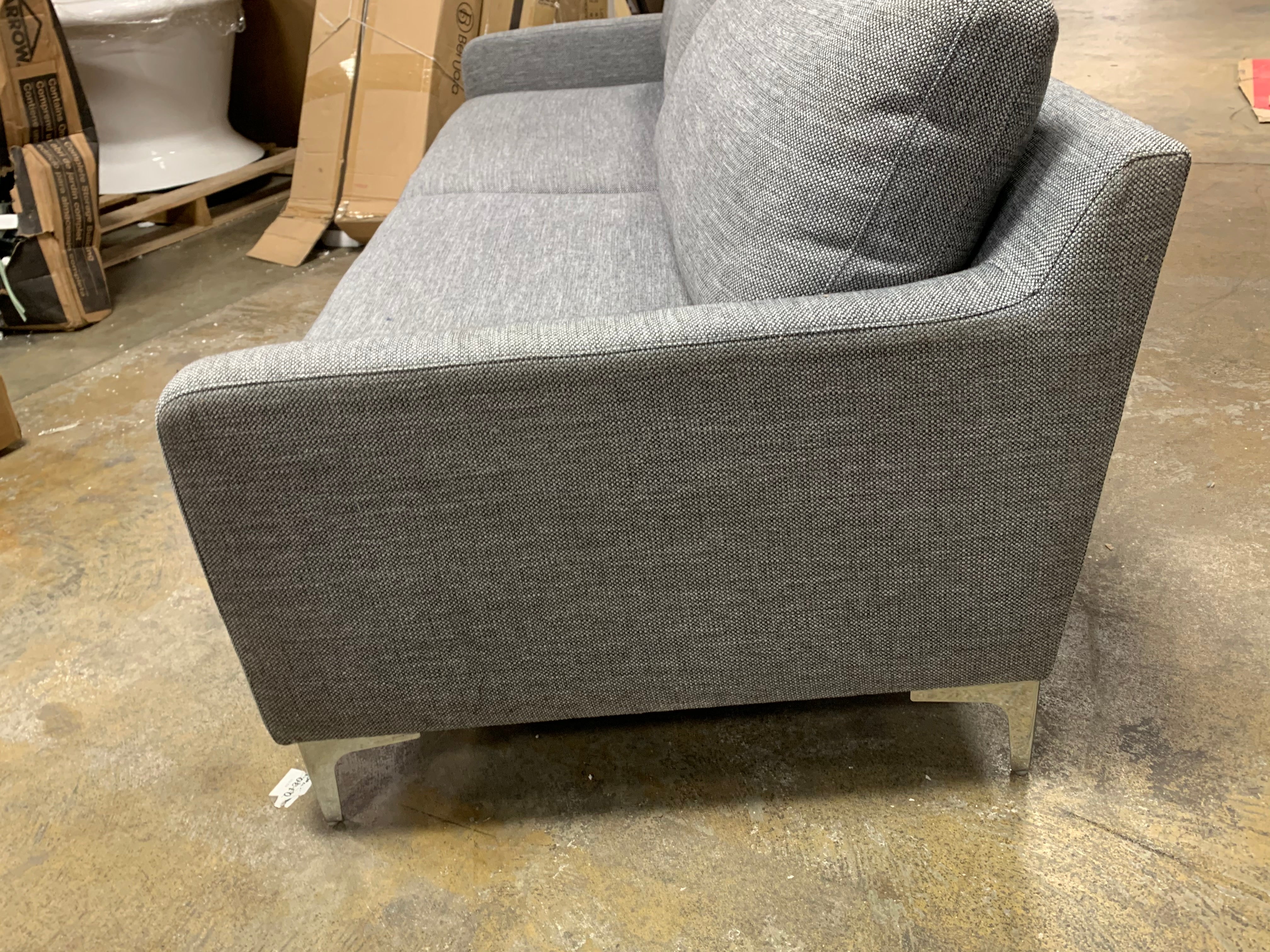 85" Gray Tweed Sofa