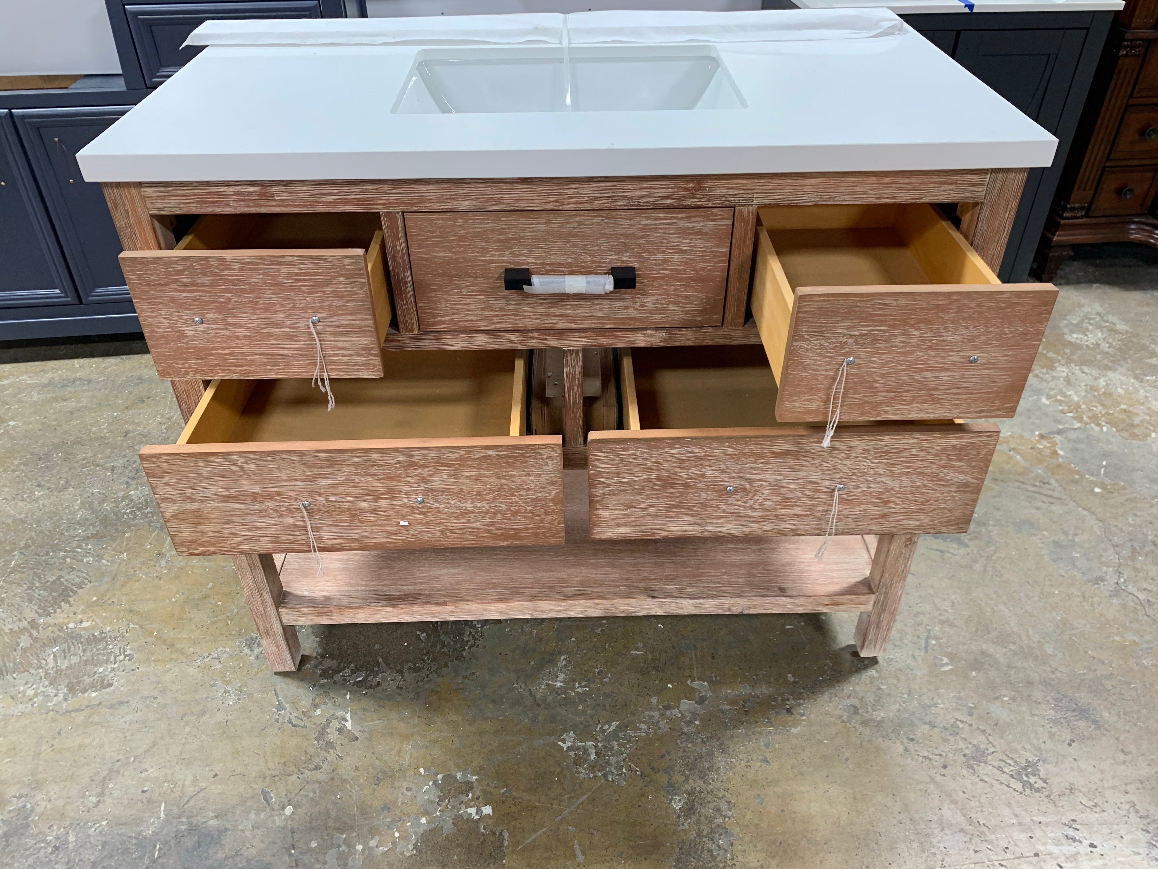 Betty 42" Single Vanity in Weathered Brown with Quartz Top