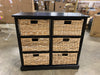 Keenan 6-Wicker-Basket Storage Chest in Black