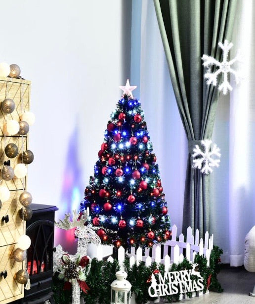 4 ft. Pre-Lit Artificial Christmas Tree with Changeable Lights and Fiber Optic Colors CG1888