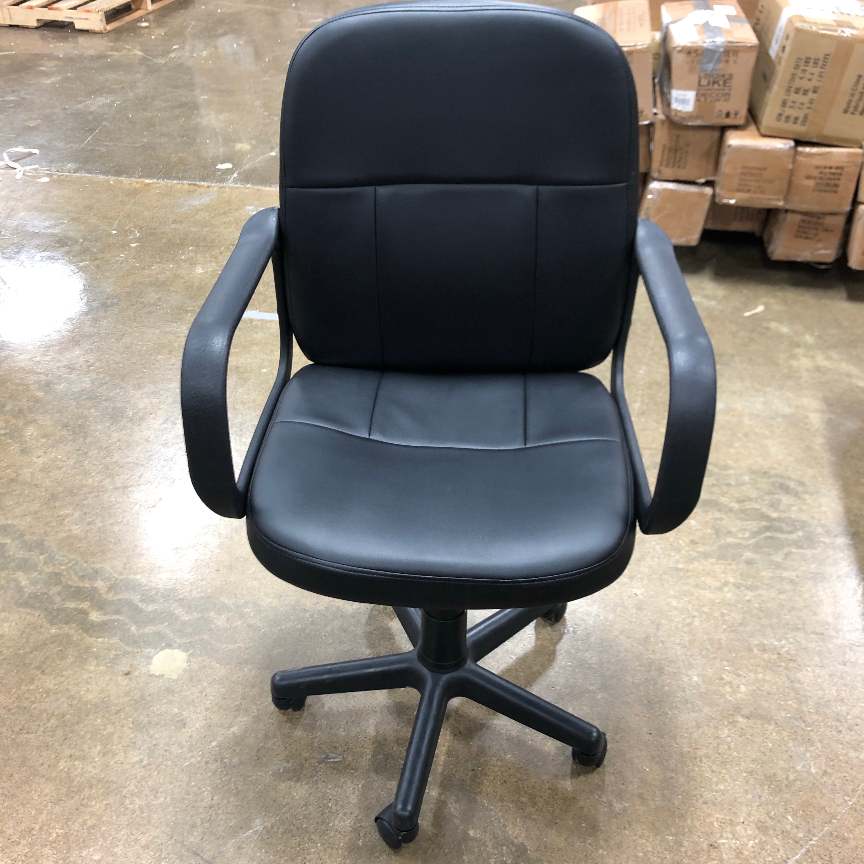 Black PU Leather Mid Back Office Chair