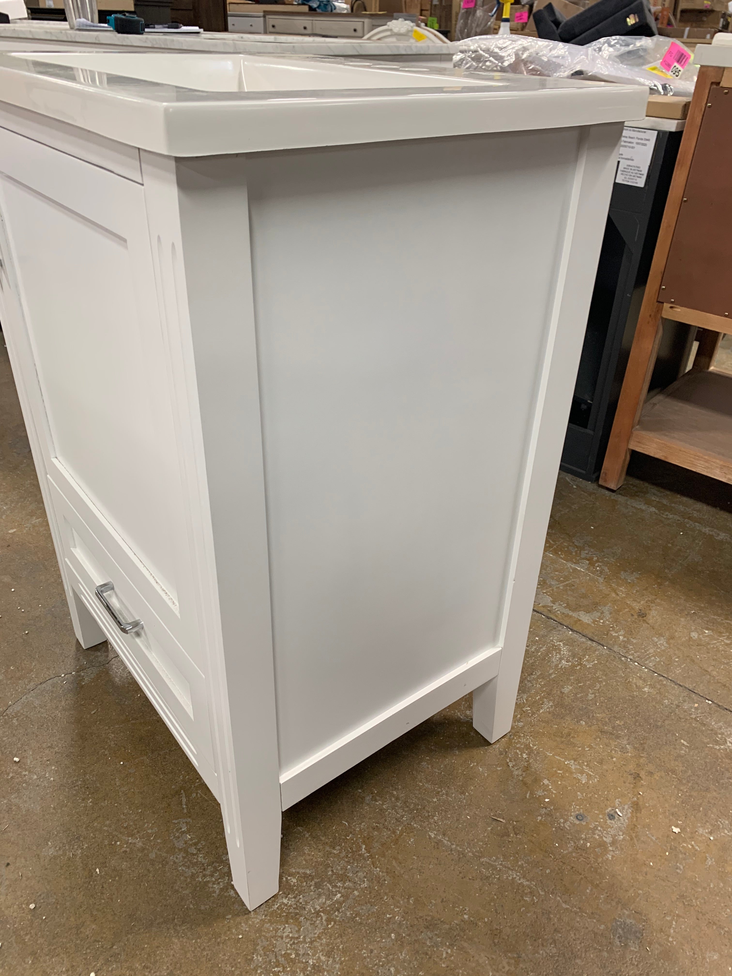 24” White Vanity with Cultered Marbletop