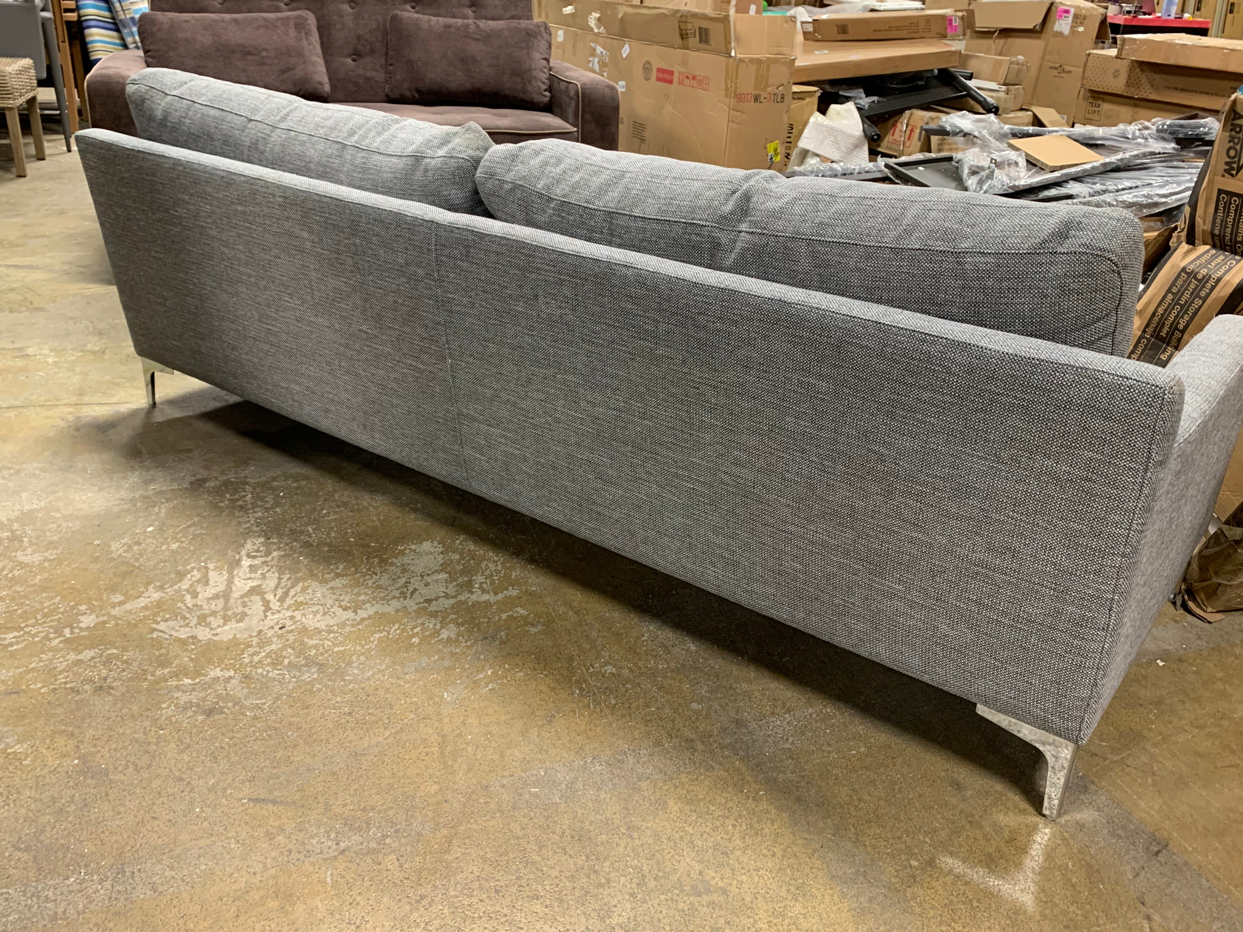 85" Gray Tweed Sofa