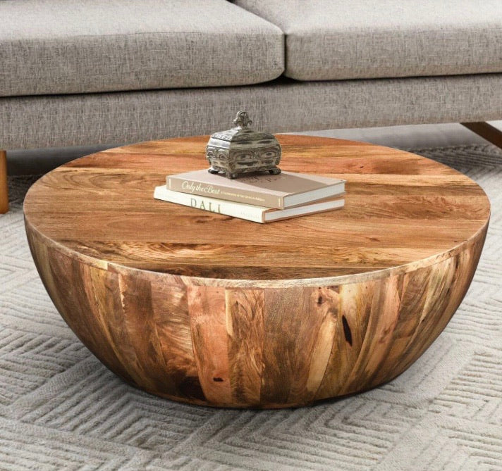 Beliveau Solid Wood Drum Coffee Table CG926