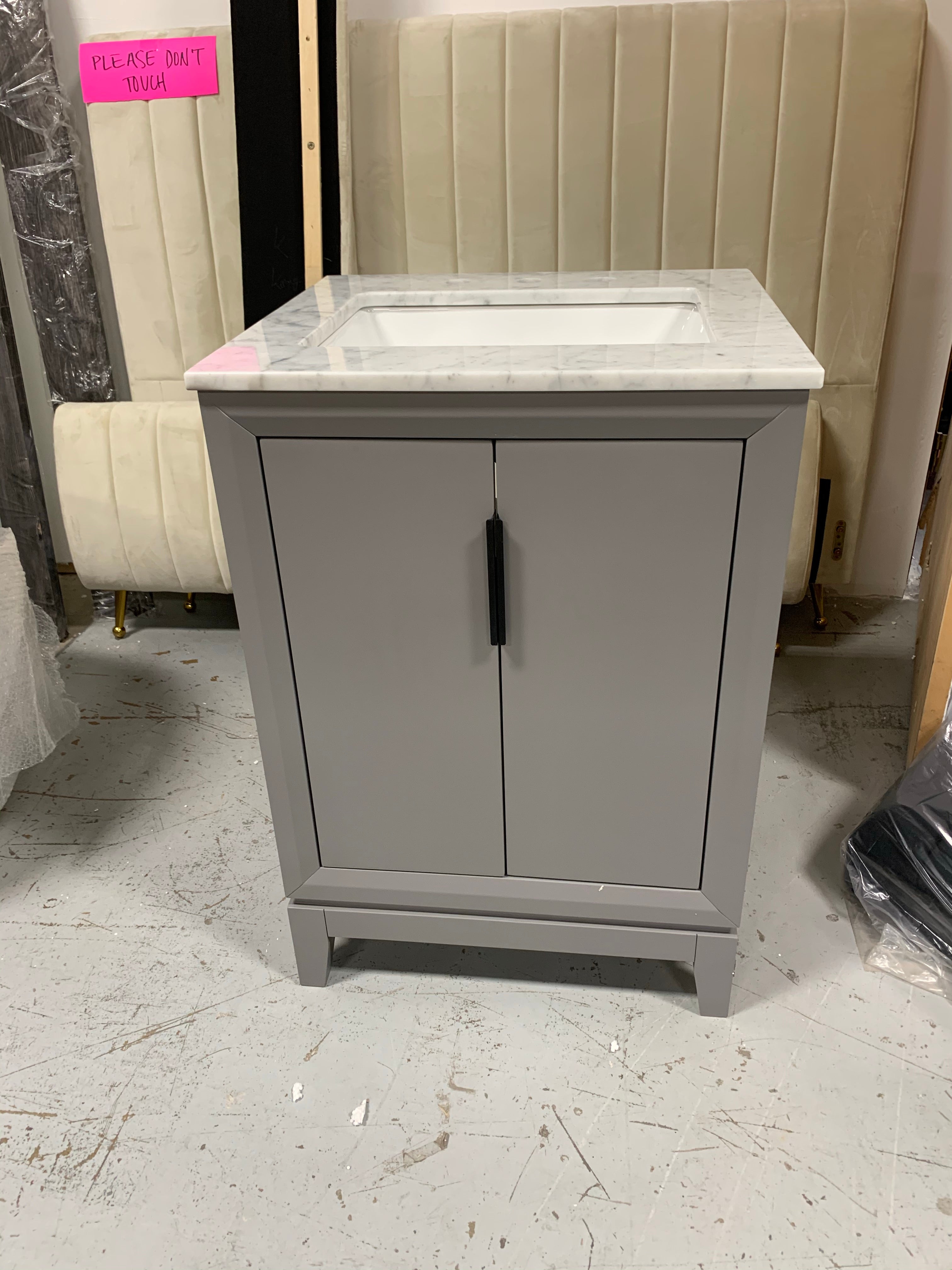 24" Single Sink Carrara White Marble "Elizabeth" Vanity