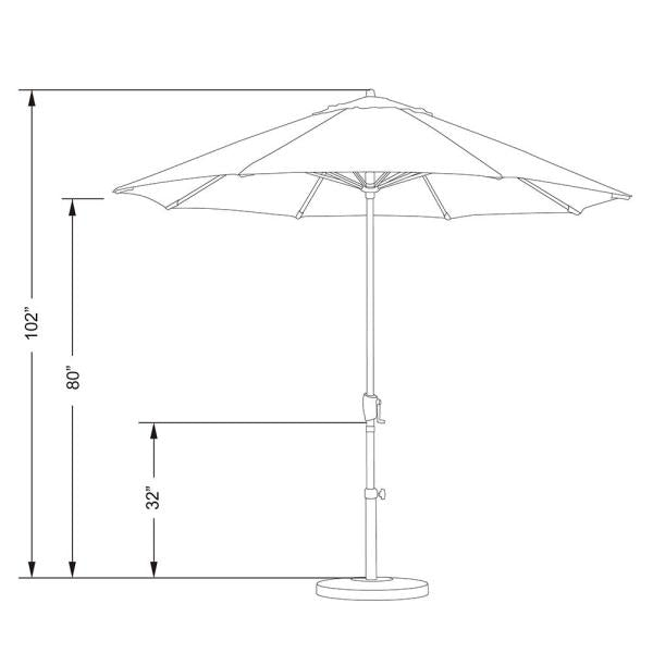 9 ft. Bronze Aluminum Pole Market Aluminum Ribs Auto Tilt Crank Lift Patio Umbrella in Pacific Blue Sunbrella