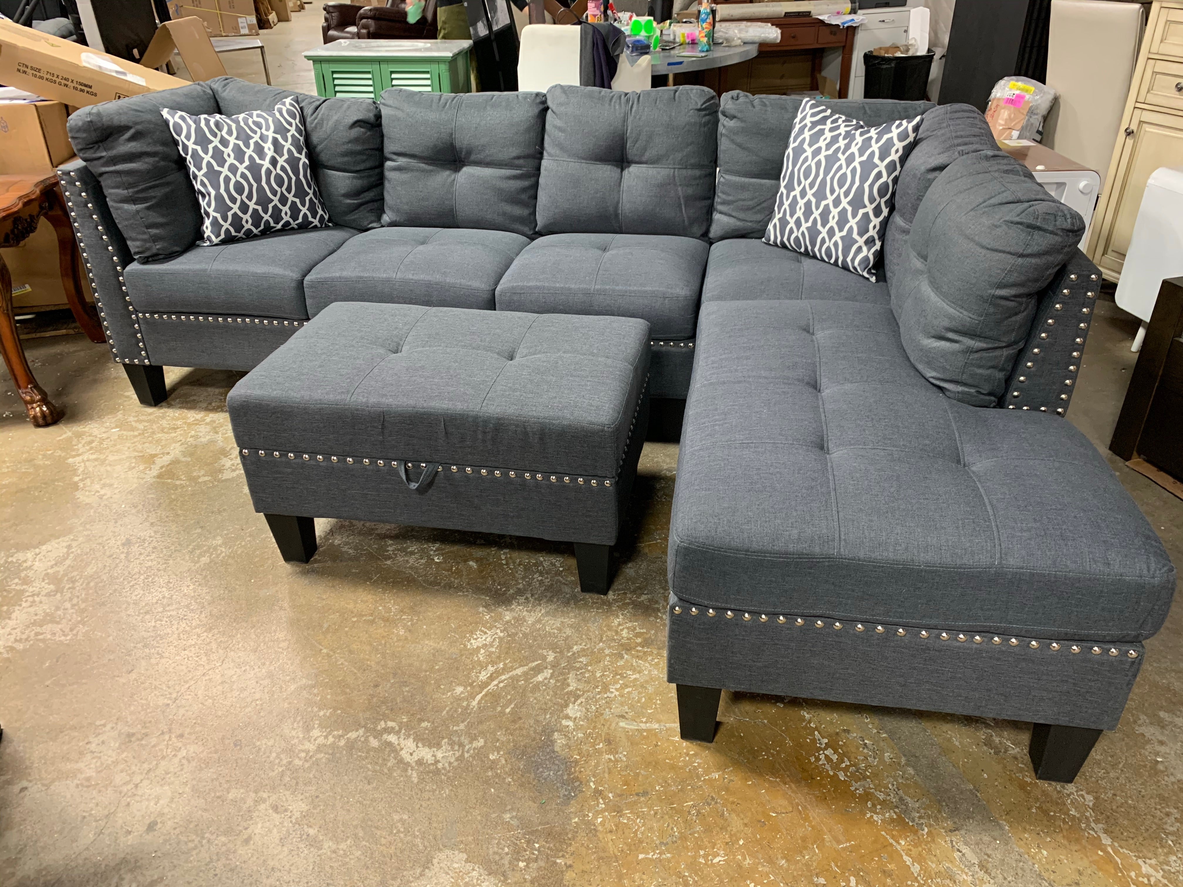 Avetta 101" Sectional with Storage Ottoman