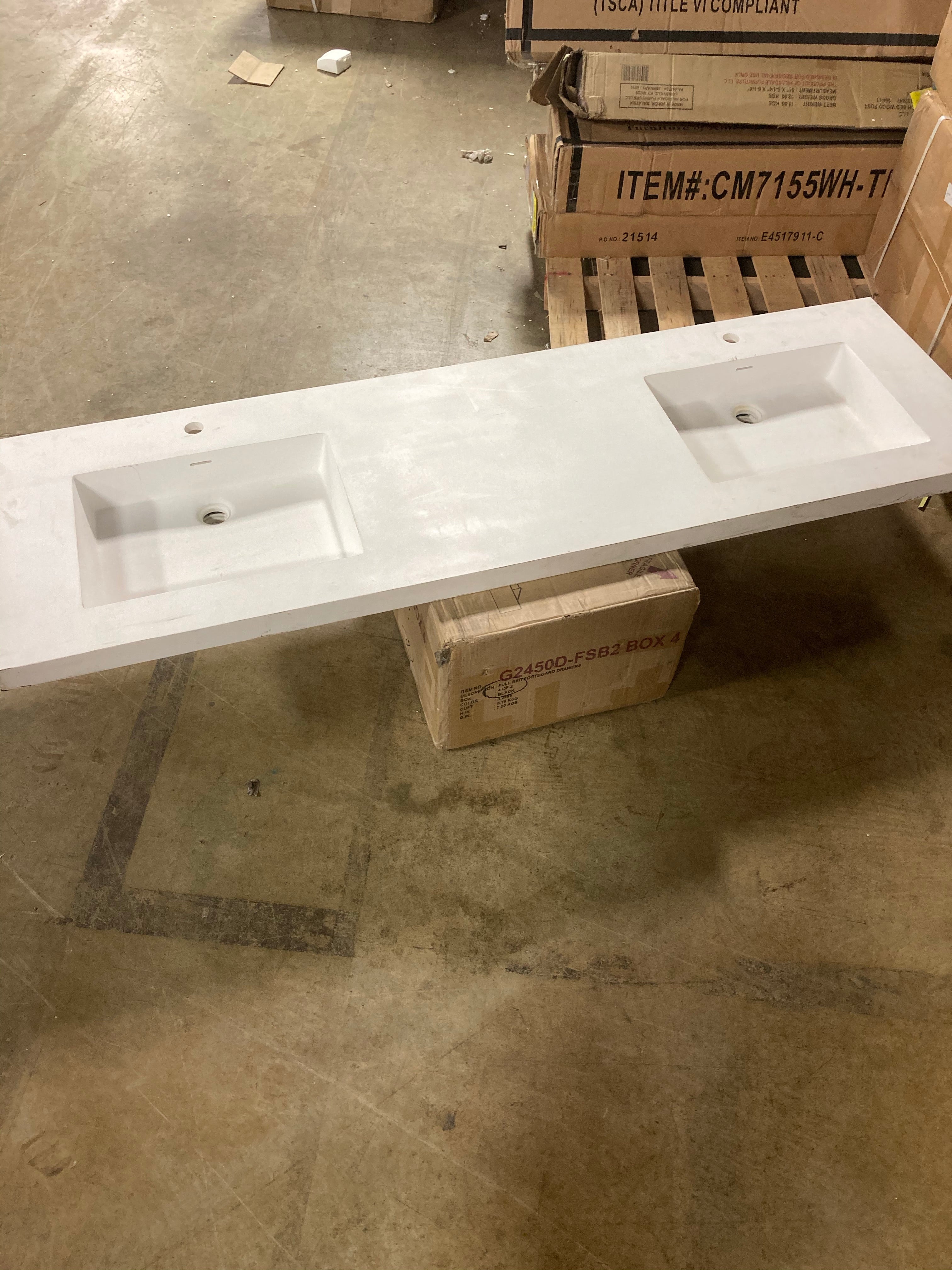 73" x 22" Quartz Double Vanity Top **AS IS** (#K3467)