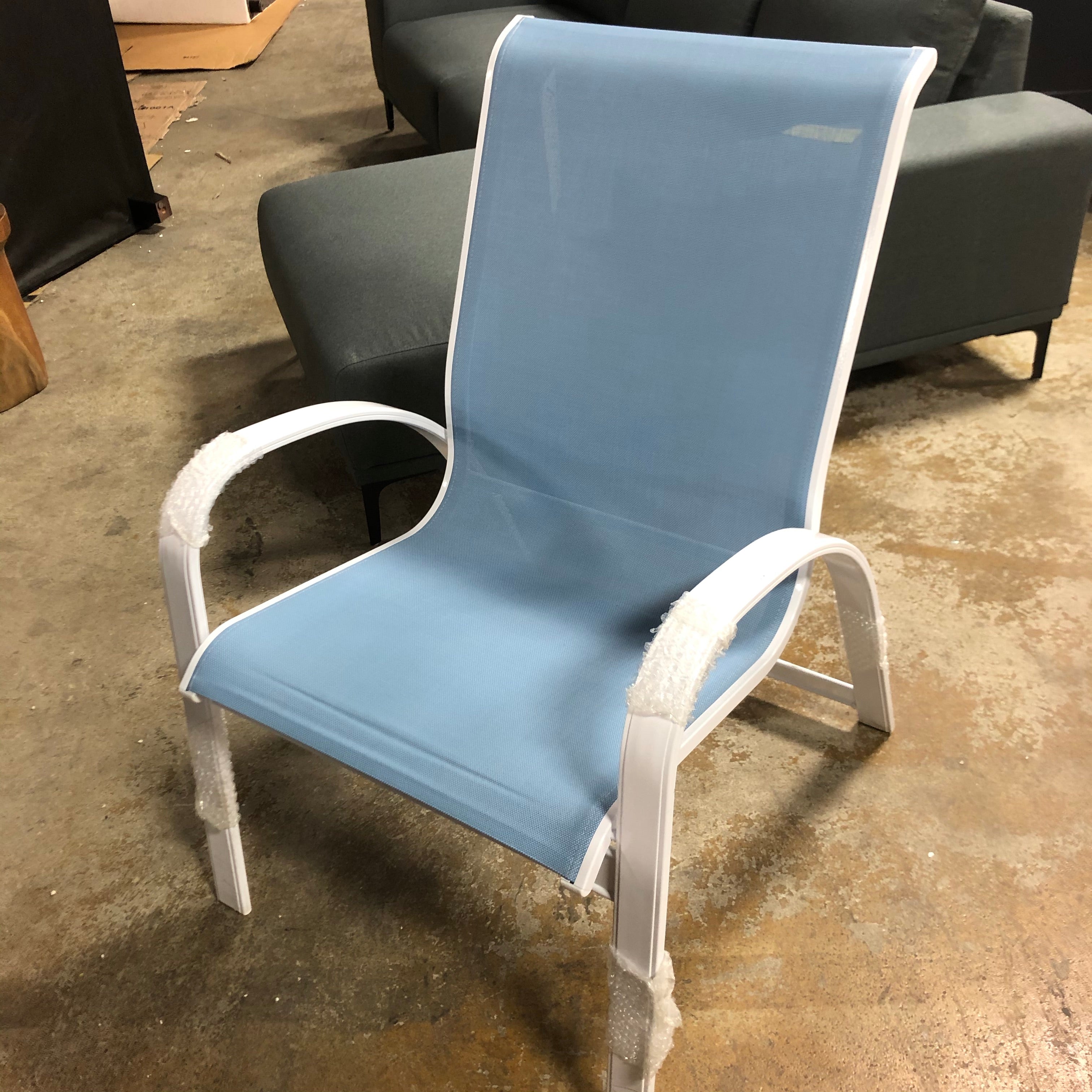 (Set of 3) Primera Sling Stacking Arm Chairs in Sky Blue