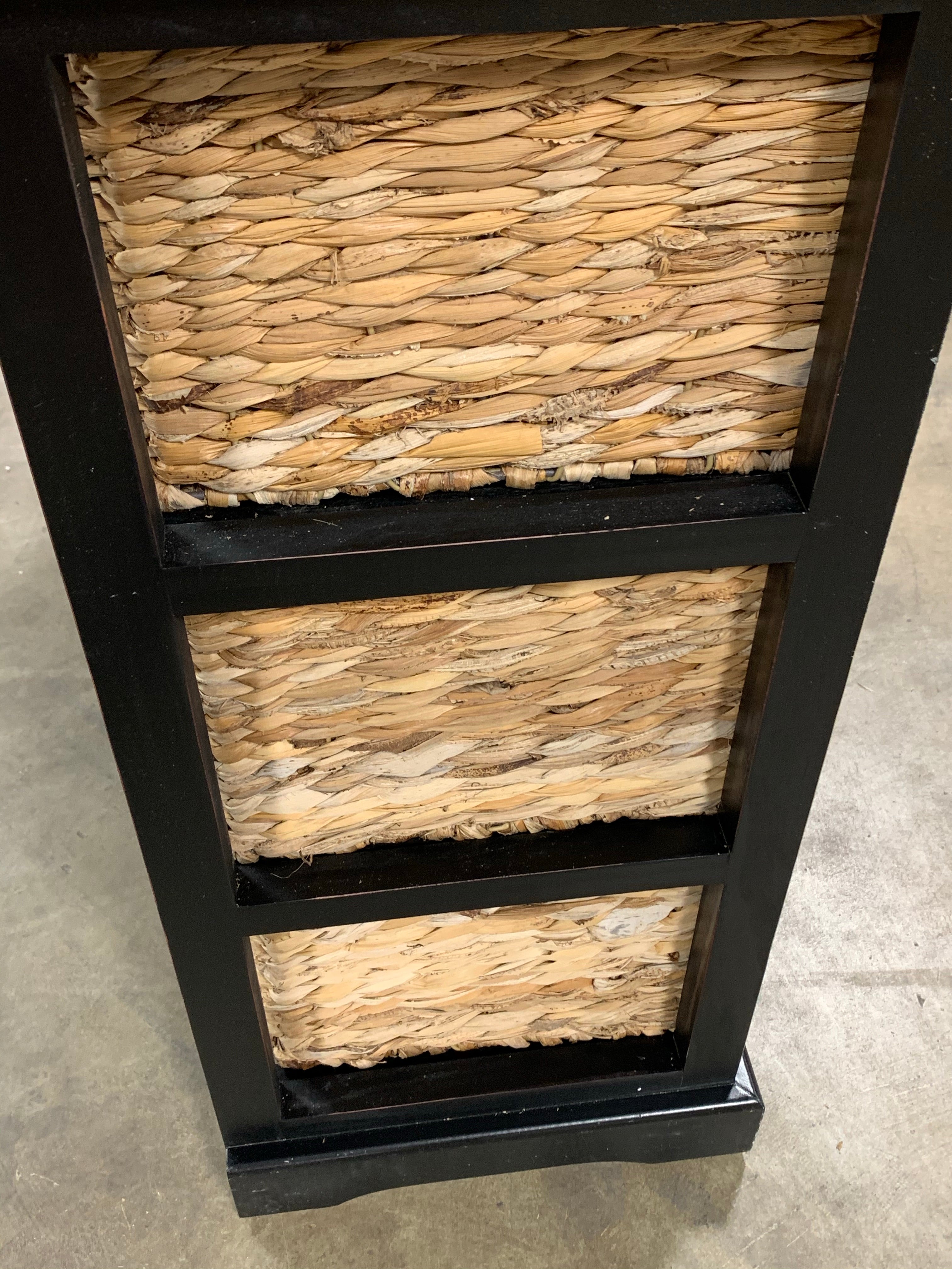Keenan 6-Wicker-Basket Storage Chest in Black