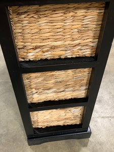 Keenan 6-Wicker-Basket Storage Chest in Black