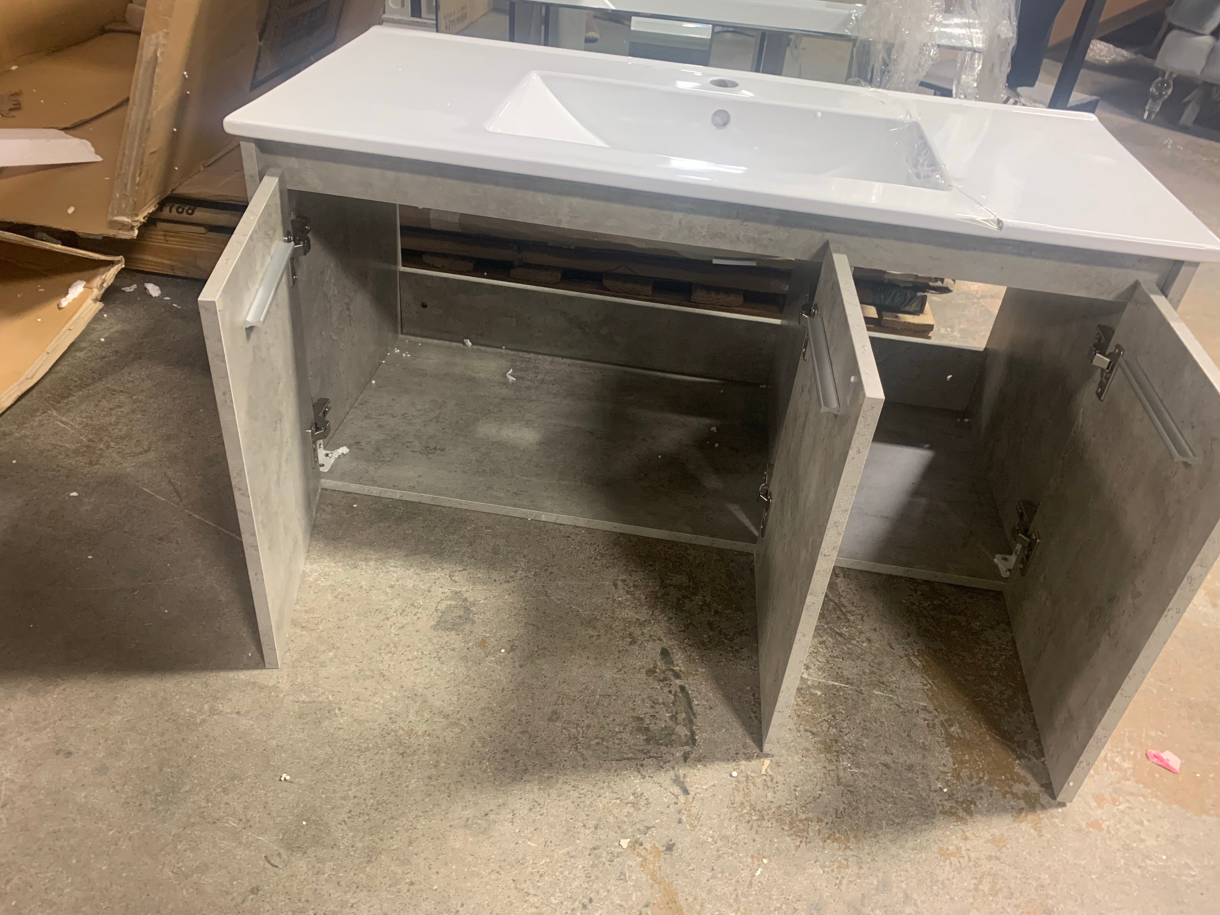 40 Inch Single Bathroom Floating Vanity In Concrete Grey