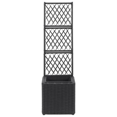 XL Trellis Raised Bed with 1 Pot 11.8"x11.8"x42.1" Poly Rattan Black