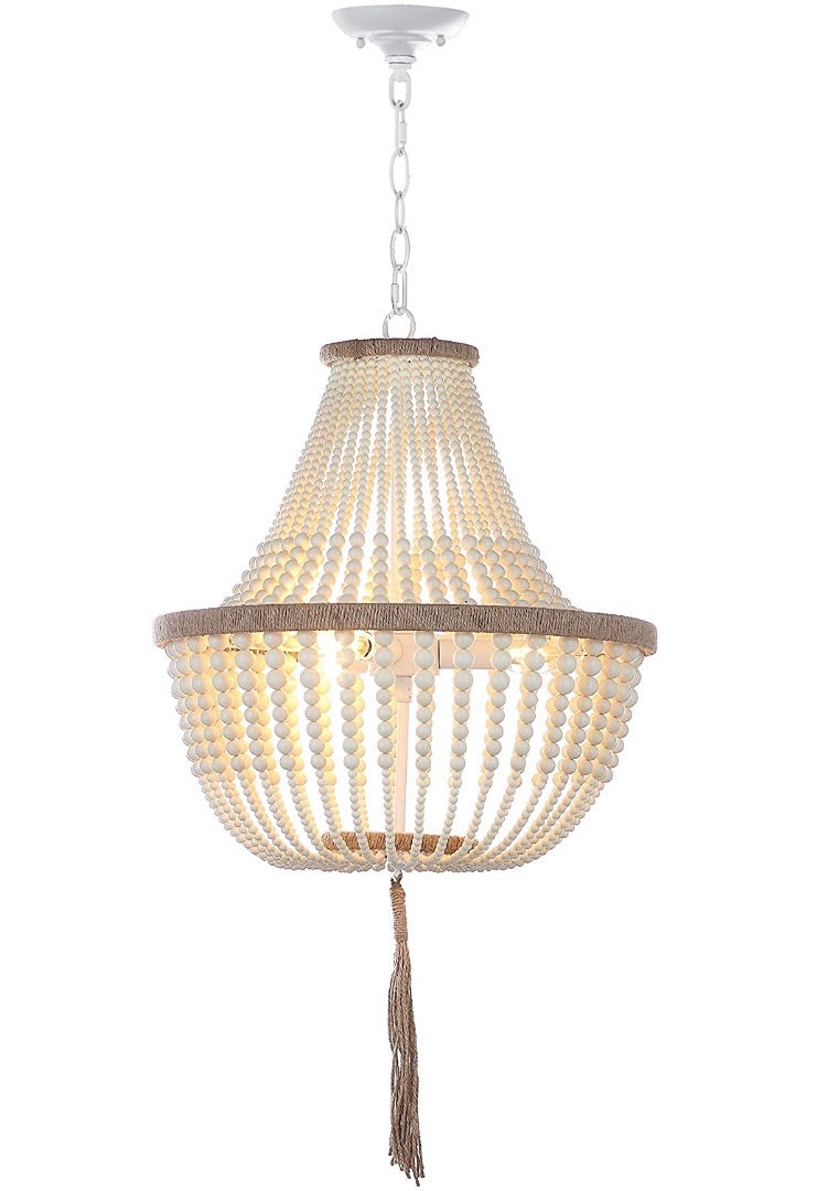 Lush Kristi 3-Light 16.5" Beaded Pendant, Cream CG216