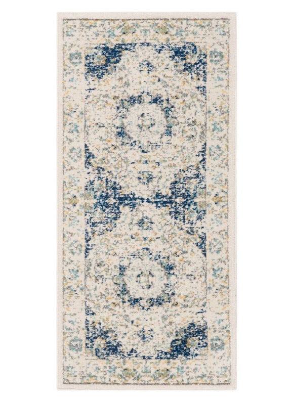 2'x4' Evoke Ivory/Blue Area Rug CG1698