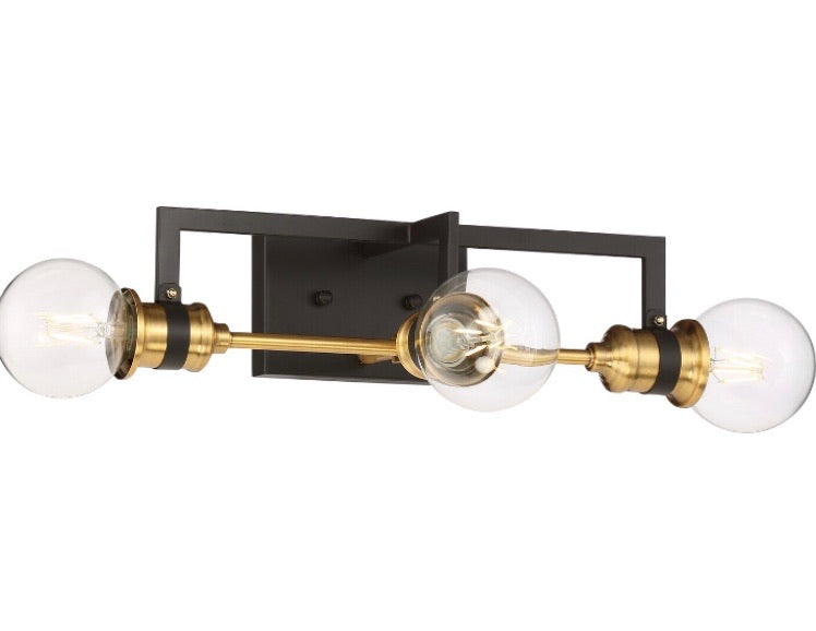17" Leibowitz 3-Light Dimmable Warm Brass / Black Bath Bar CG1198