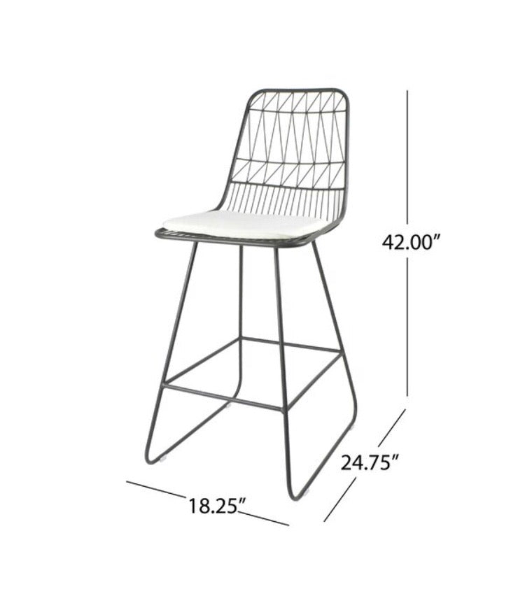 (Set of 2) Nico Modern Geometric  26.25" Patio Bar Stool CG1354