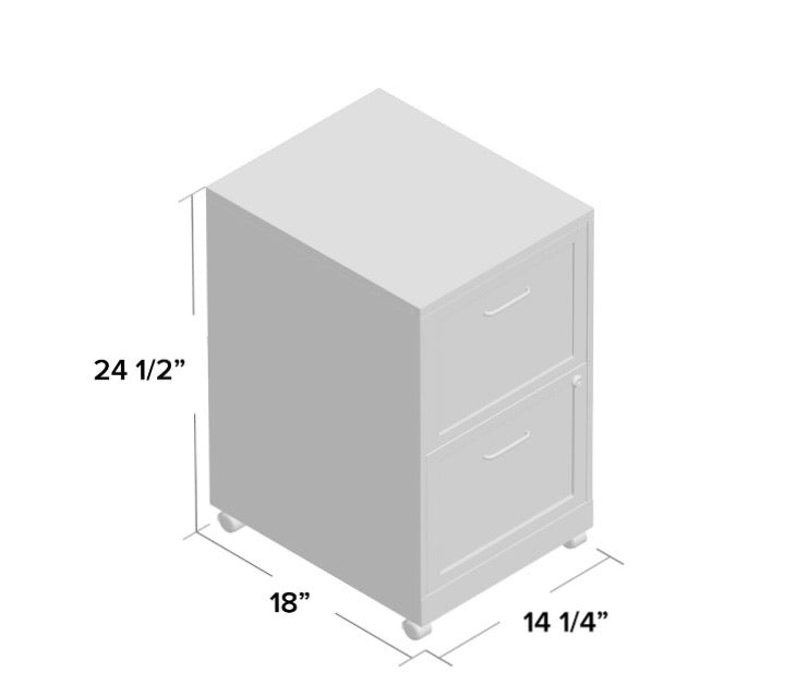 (Set of 2) Silver Carson 18" 2-Drawer Mobile Vertical Filing Cabinet CG792