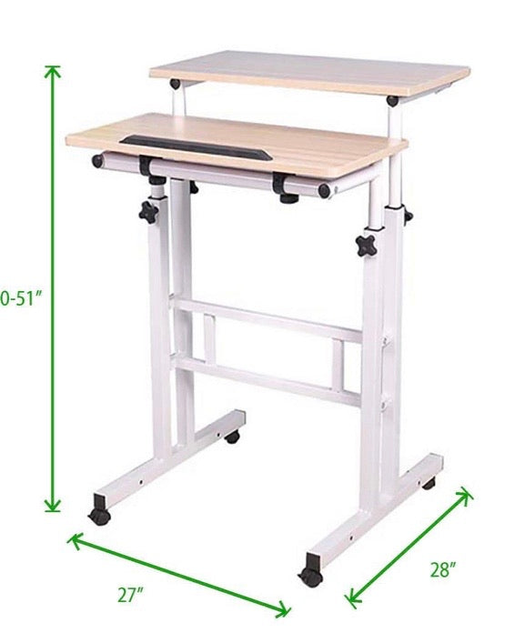 2-Tier Adjustable Sit and Stand Rolling Desk CG679