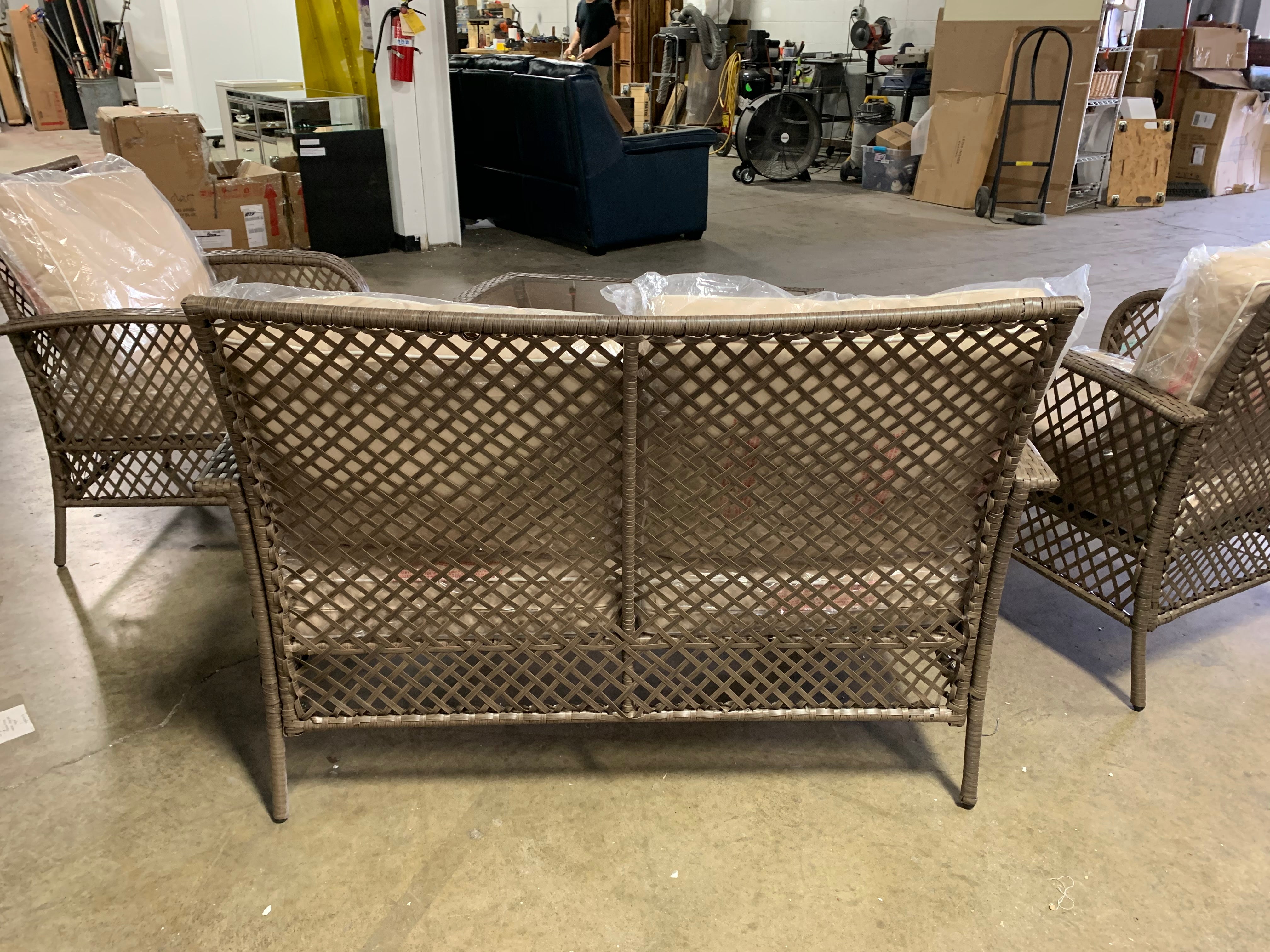 4 Piece Rattan Sofa Seating Group with Cushions