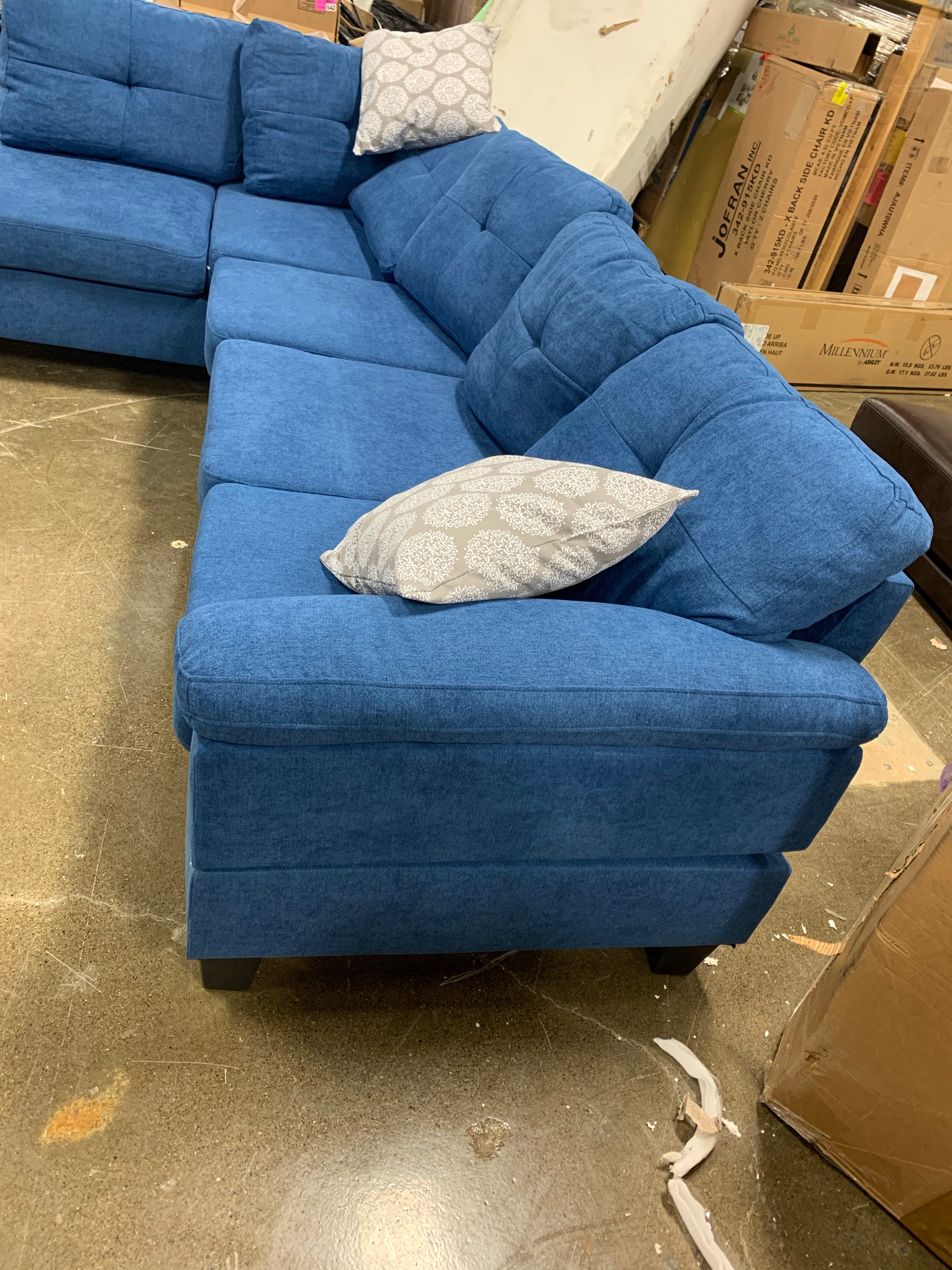 Azzedine 98" Chenille Left Hand Facing Sofa and Chaise