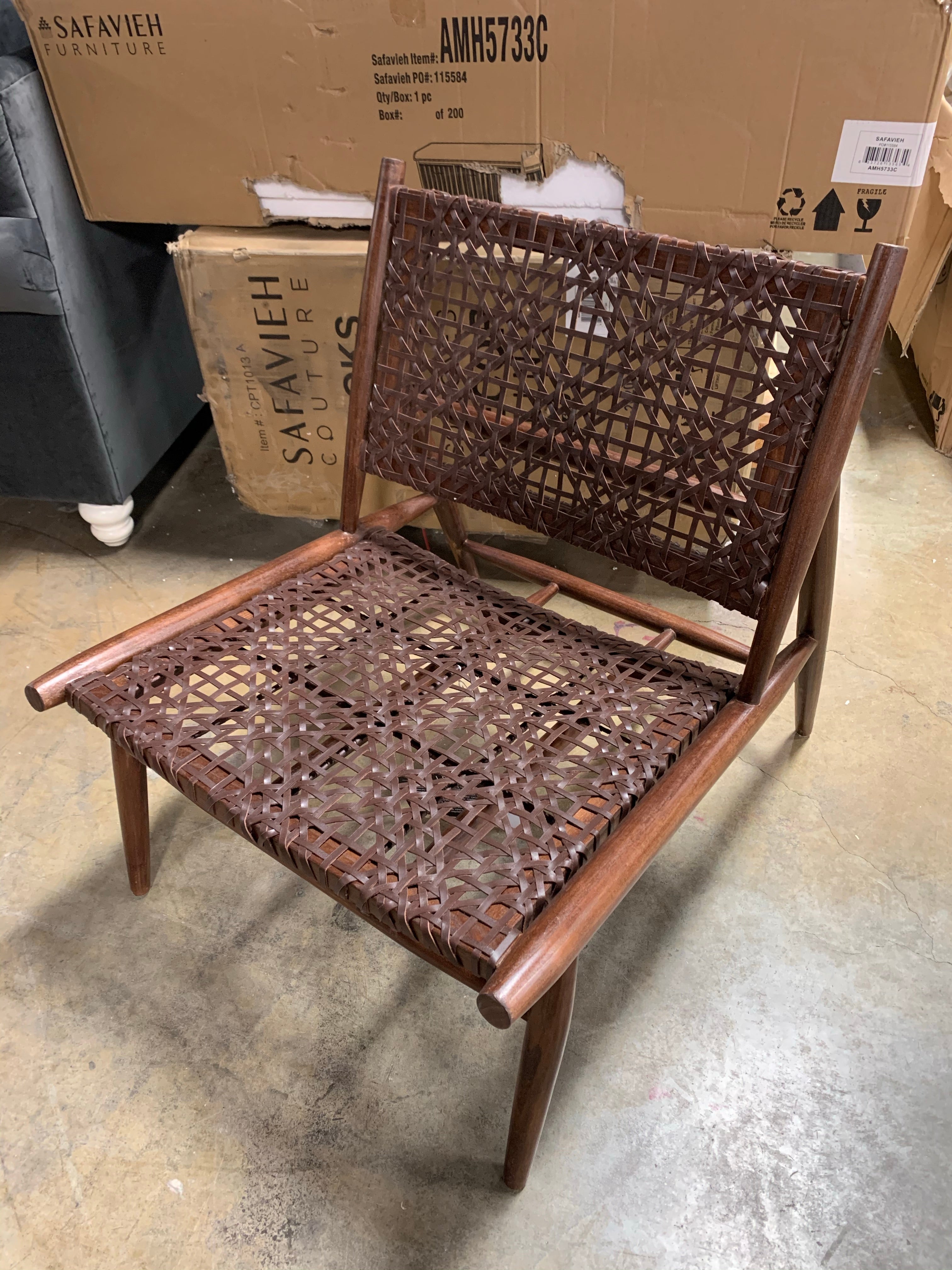 Bandelier Leather Weave Accent Chair