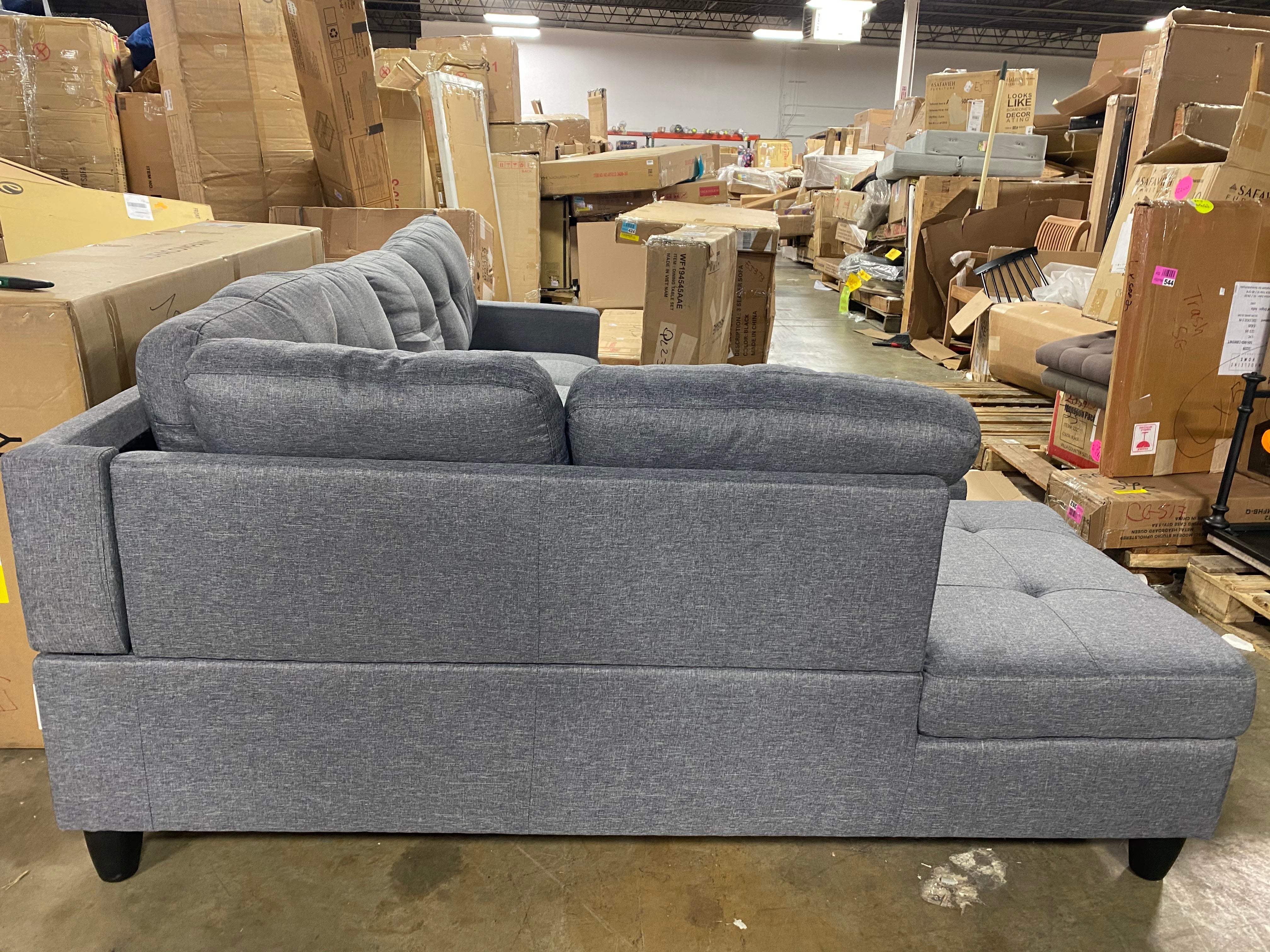 Mauzy 103.5" Wide Linen Left Hand Facing Sofa & Chaise with Ottoman