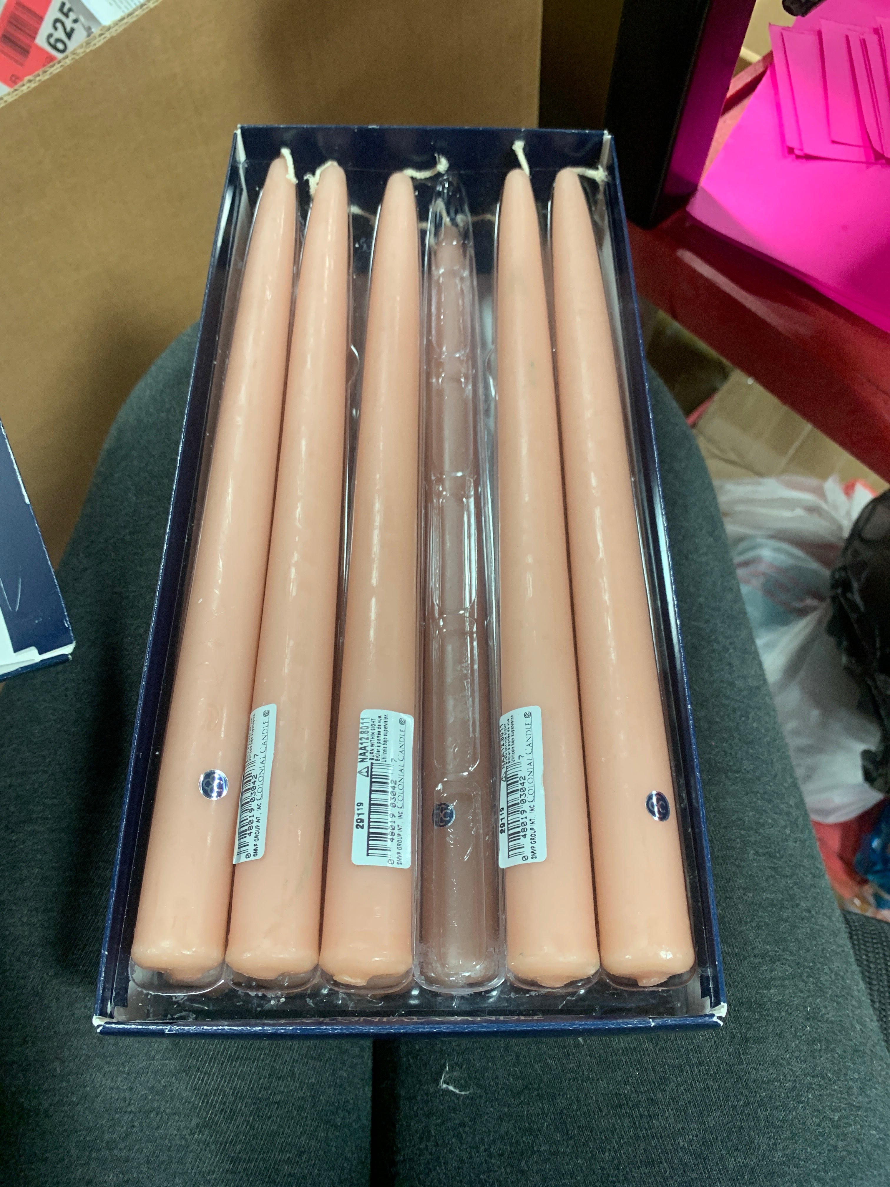12", Handipt Colonial Candle Taper, Unscented, Blush, Pack of 11 B75-KS245