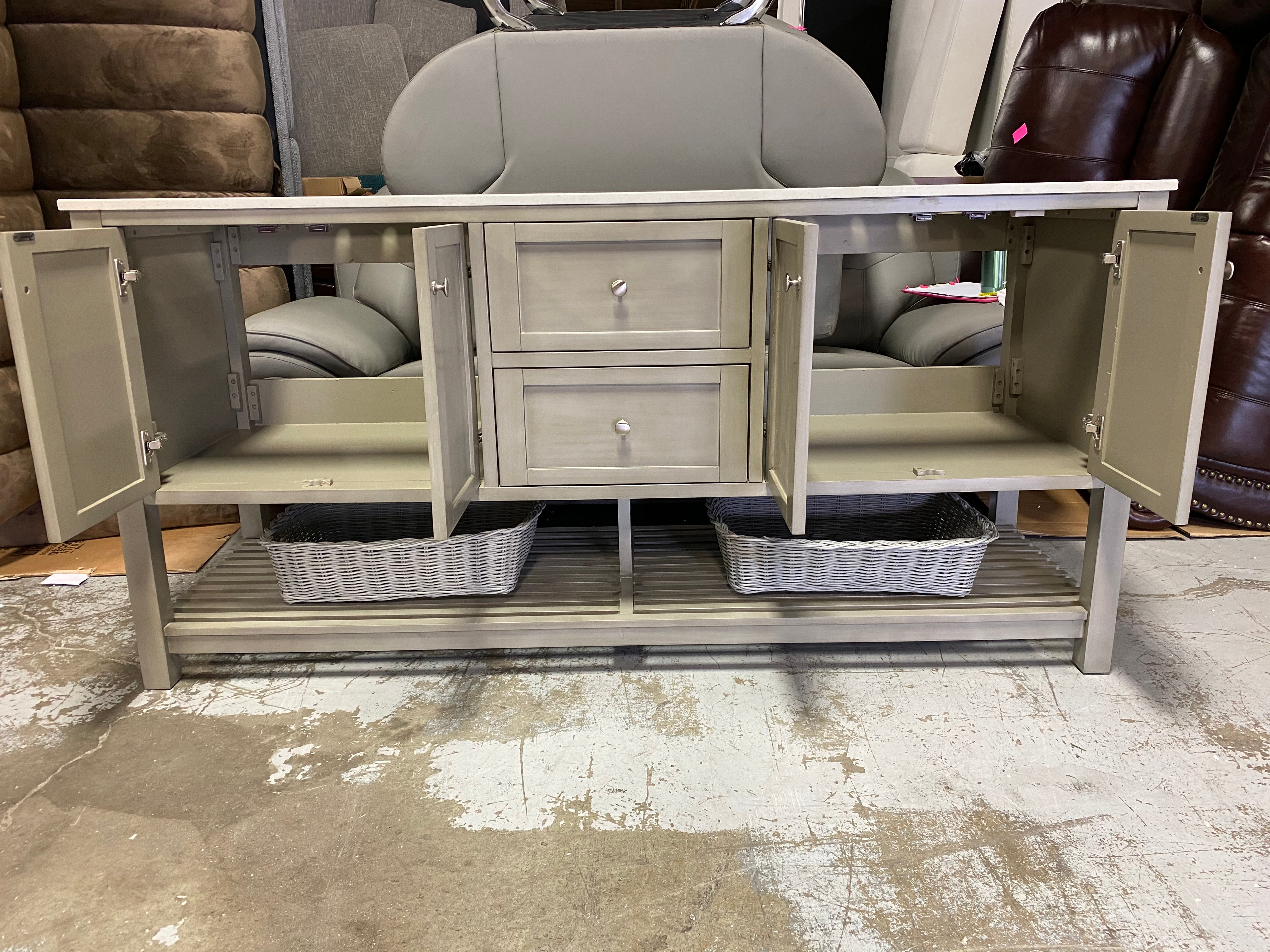 Binne 72" Weathered Gray Double Bathroom Vanity Set