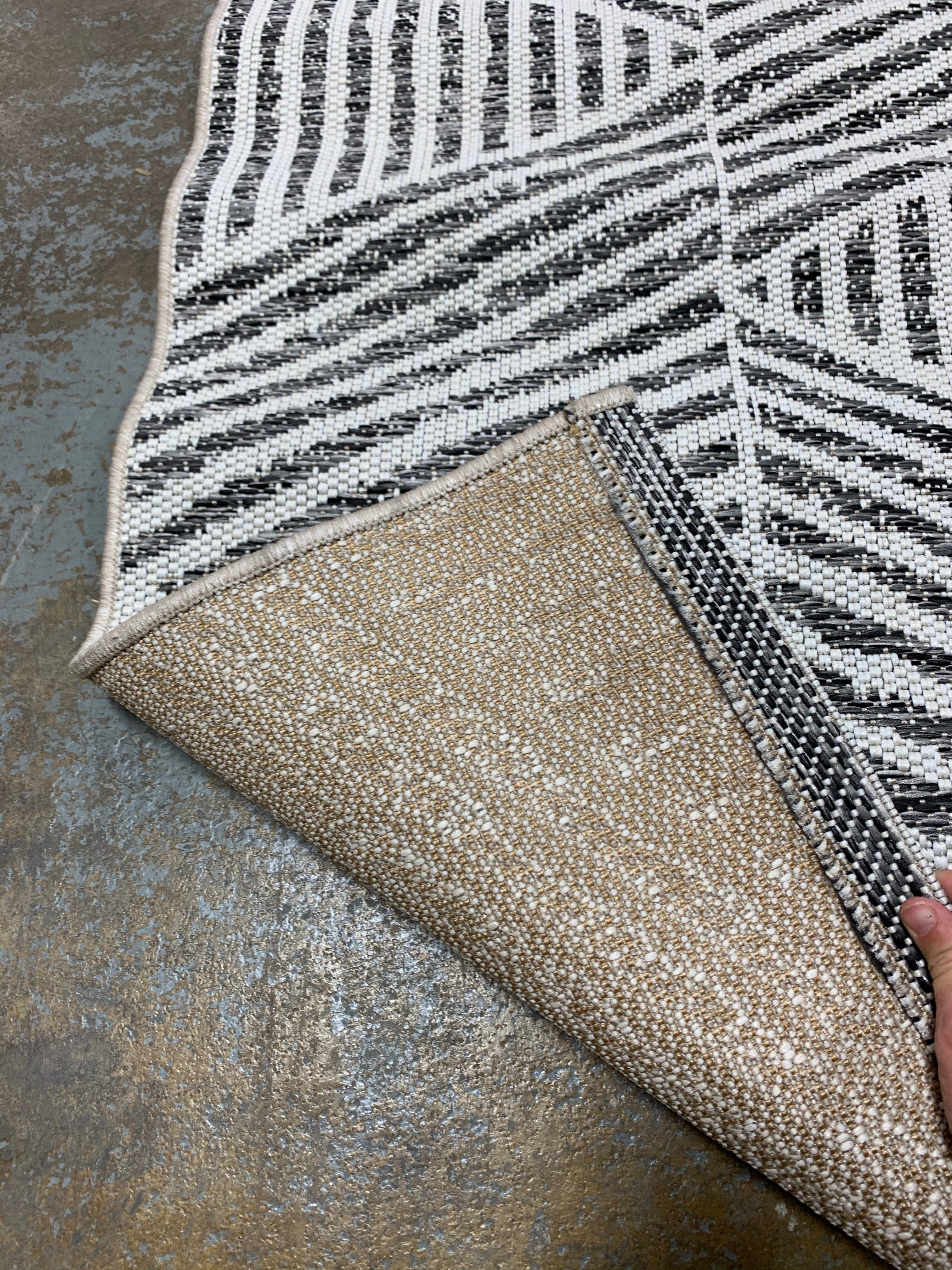 Black/White Stripped 5' x 7'2" Indoor/Outdoor Area Rug ERUG224