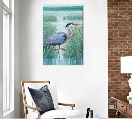 36x24" 'Wetland  Heron I' Print CG1096
