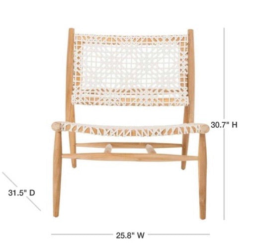 (Set of 2) Bandelier Off-White/Natural Leather Accent Chair CG859