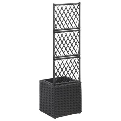 XL Trellis Raised Bed with 1 Pot 11.8"x11.8"x42.1" Poly Rattan Black