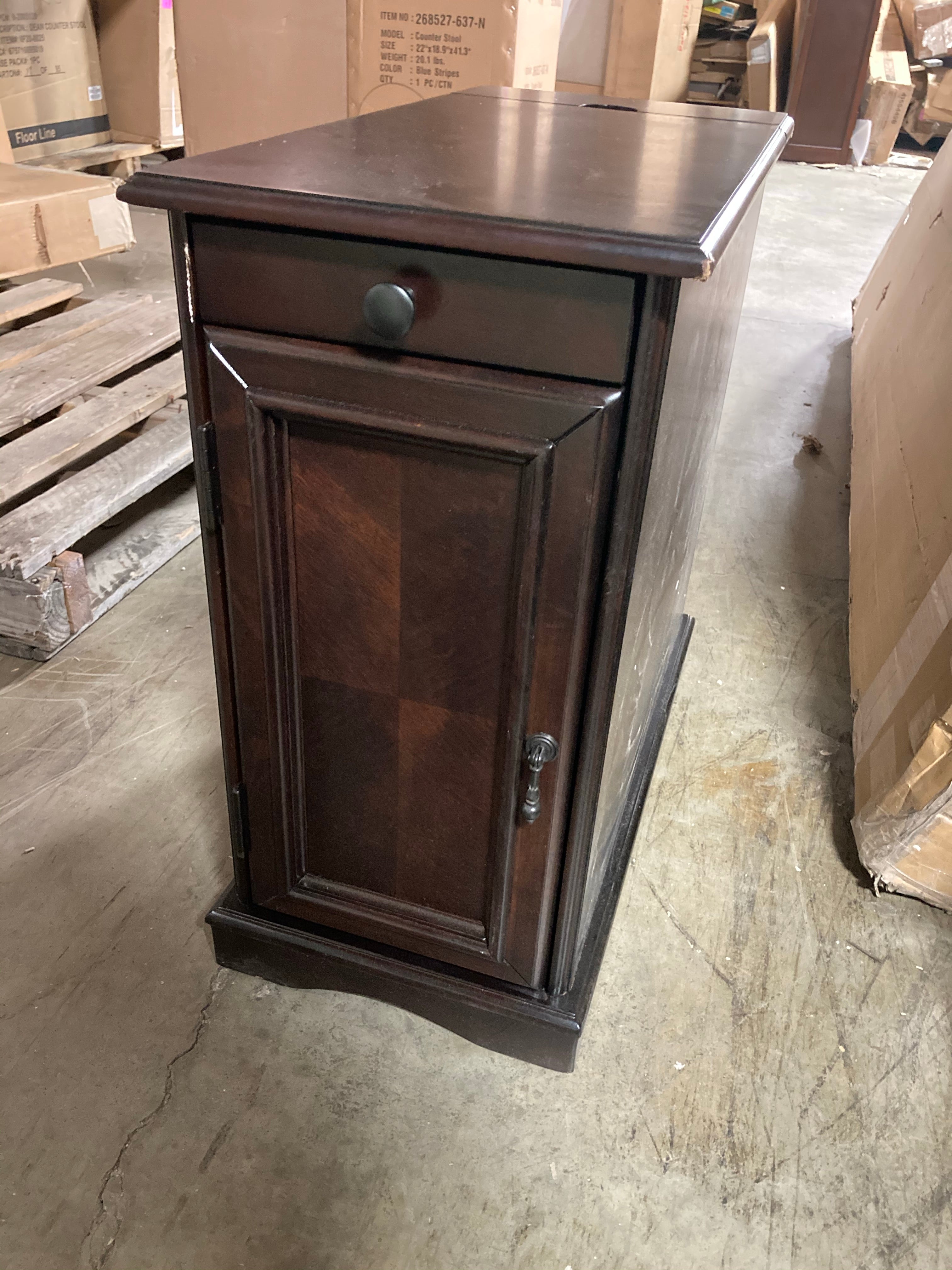 Kipling End Table with Storage and USB Outlets, Cherry **AS IS** (#K6317)