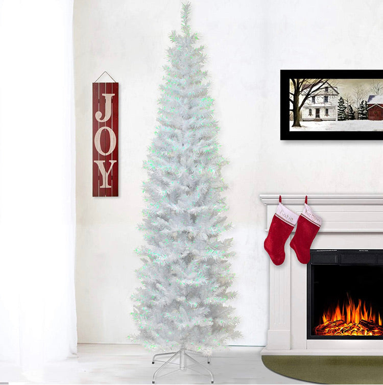 6' White Iridescent Tinsel Artificial Christmas Tree (#K5349)