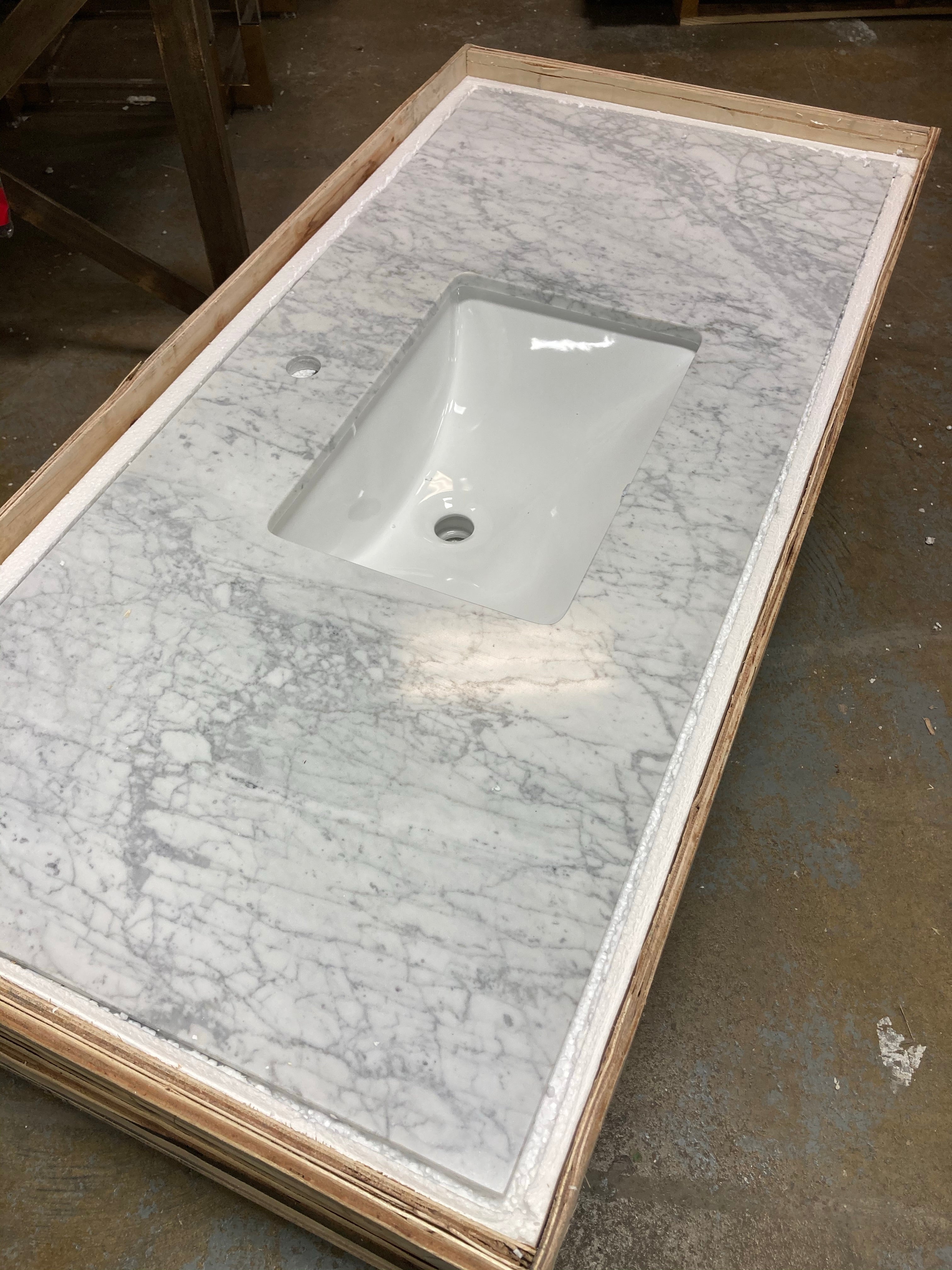 48" x 22" Carrara Marble Vanity Top with Square Undermount Sink (#K5164)