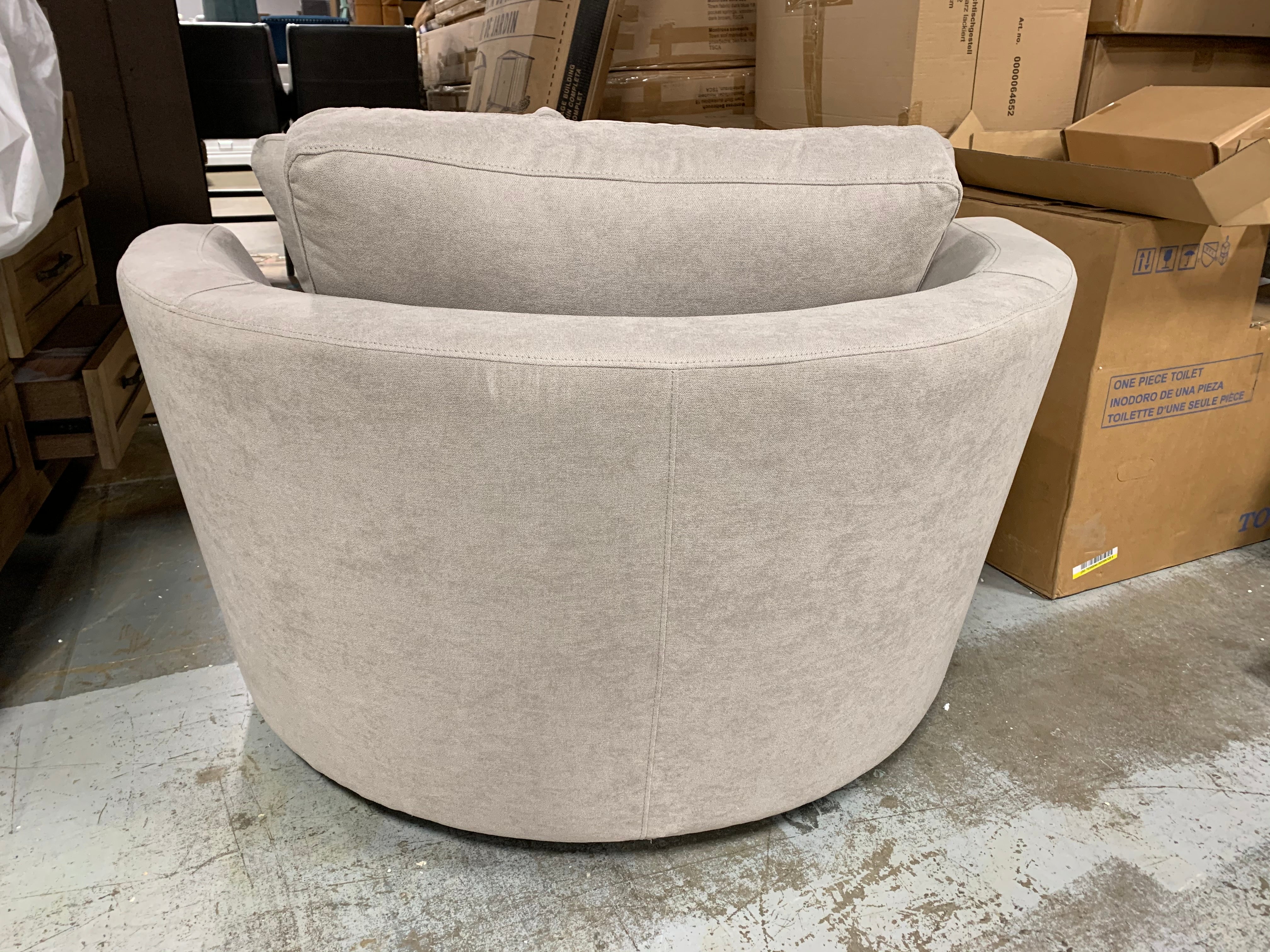 54" Round Barrel Swivel Chair Accent Chair, Light Brown