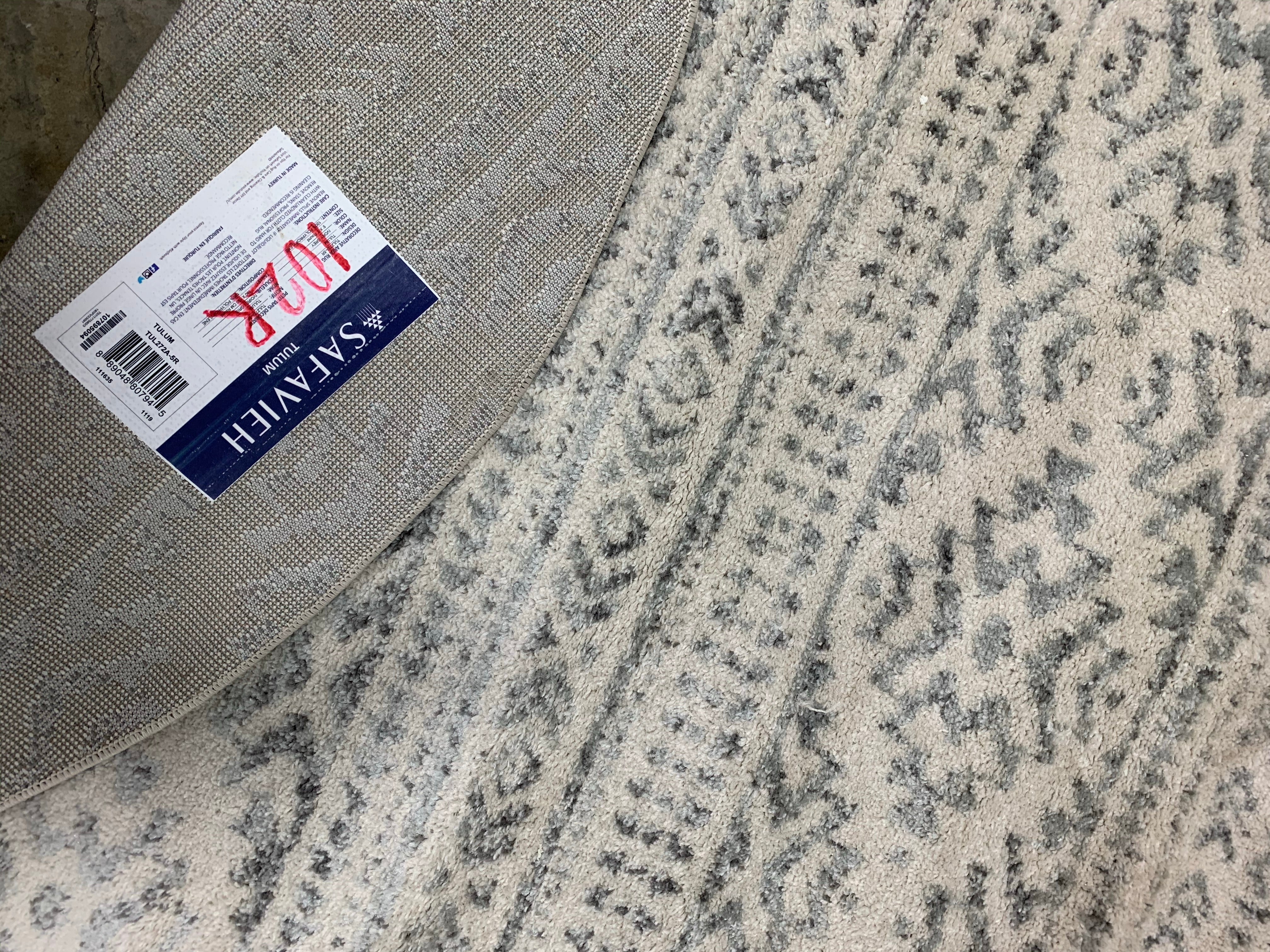 Tulum Ivory/Grey 5’x5’ Round Area Rug #102R