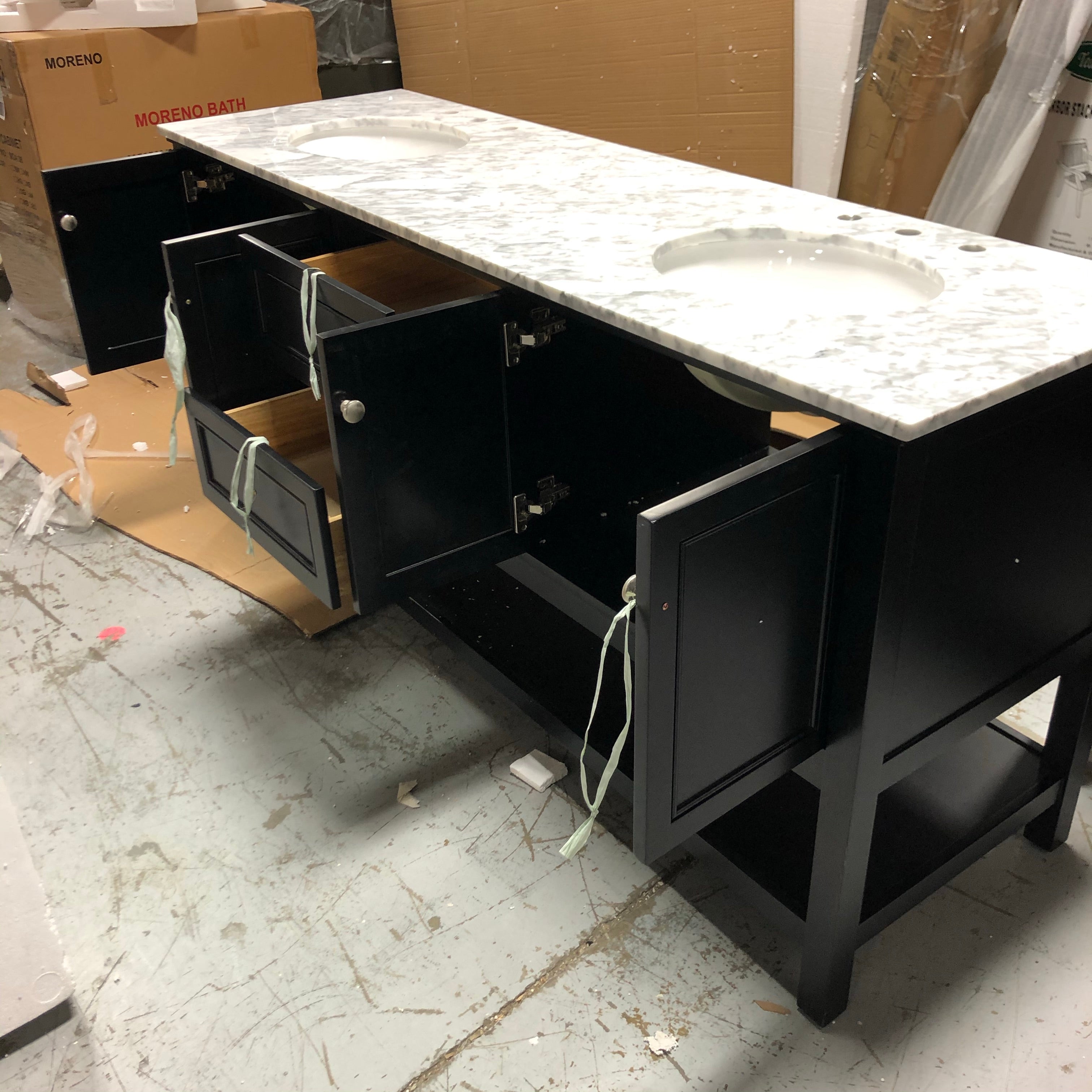 72" Double Bathroom Vanity, Black
